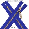 Молния металл тип4.5 16см 1бегунок Ц:Синий/Золото