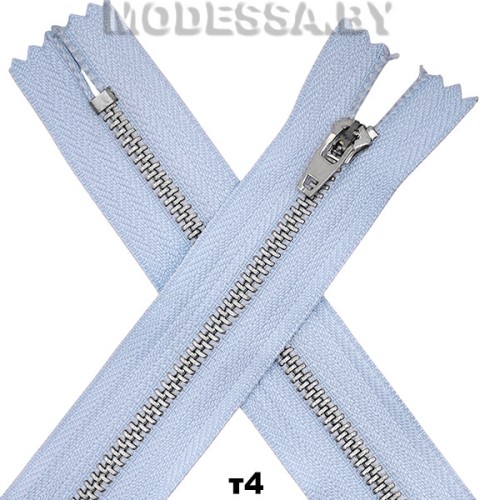 Молния металл тип4 20см 1бегунок Ц:Голубой/Никель