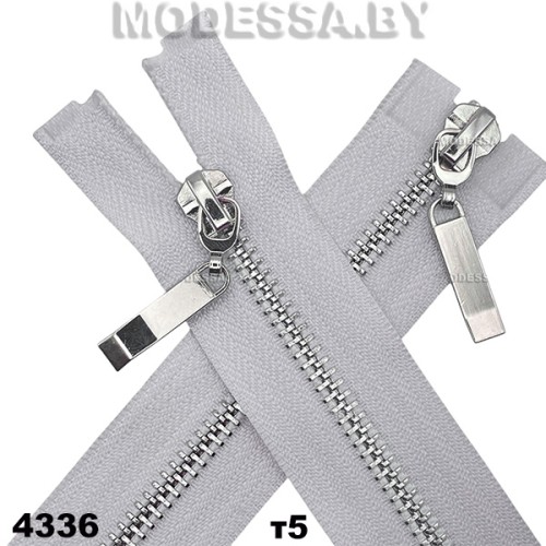 Молния металл тип5 75см 2бегунка Ц:4336 Серый/Никель