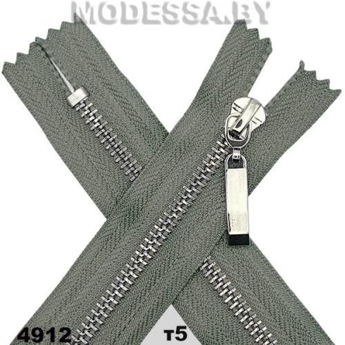 Молния металл тип5 16см 1бегунок Ц:4912 Cеро-зеленый N