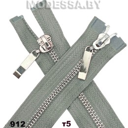 Молния металл тип5 75см 2бегунка Ц:912 N Серо-зелёный 