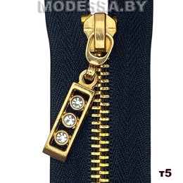 Молния металлическая тип5 Ц:Чёрный/Золото