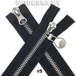 Молния металл тип5 75см 2бегунка Ц:Чёрный/Никель