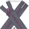 Молния металл тип5 16см 1бегунок Ц:Серый/Фиолетовый