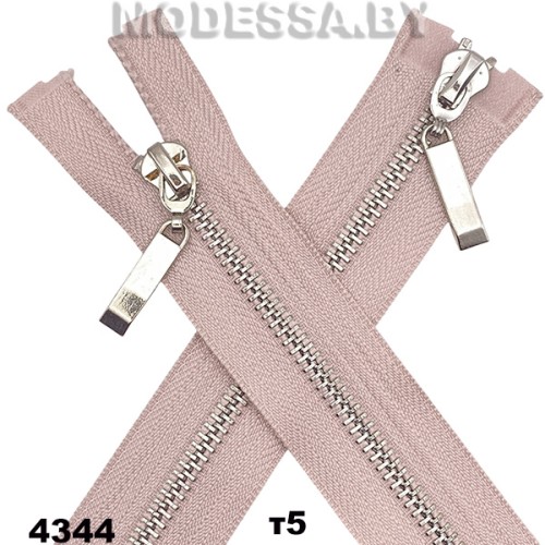 Молния металл тип5 75см 2бегунка Ц:4344 Розовый/Никель
