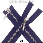 Молния металл тип3 75см 2бегунка Ц:Синий/Никель