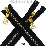 Молния металл тип3 75см 2бегунка Ц:Чёрный/Золото