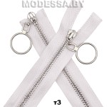 Молния металл тип3 75см 2бегунка Ц:Белый/Никель