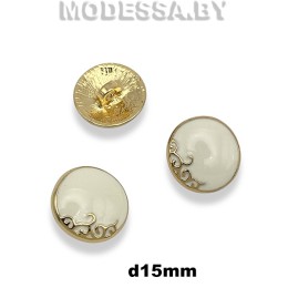3252-А JRB-15MM-396 Пуговица металлическая d15мм Ц:Золото/Белый