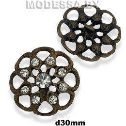 910780 Пуговица металлическая d30мм Ц:Антик