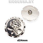 000725 Пуговица металлическая d24мм Ц:Никель 