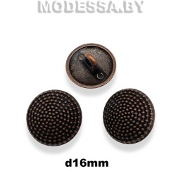 224412 Пуговица металлическая d16мм Ц:Медь