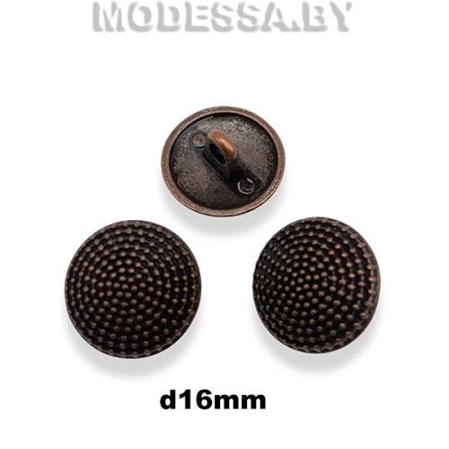 224412 Пуговица металлическая d16мм Ц:Медь