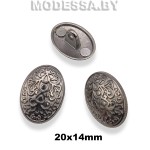 233015 Пуговица металлическая 20х14мм Ц:Чёрный никель