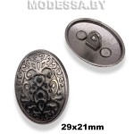 233030 Пуговица металлическая 29х21мм Ц:Чёрный никель