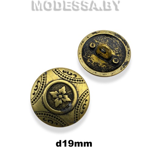 238217 Пуговица металлическая d19мм Ц:Золото