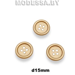 5393 B Пуговица металлическая d15мм Ц:Матовое золото 