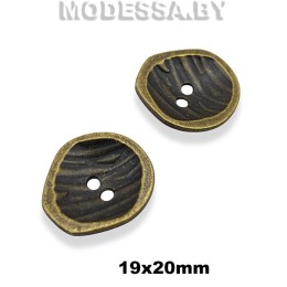 906317 Пуговица металлическая 20х19мм Ц:Светлый антик