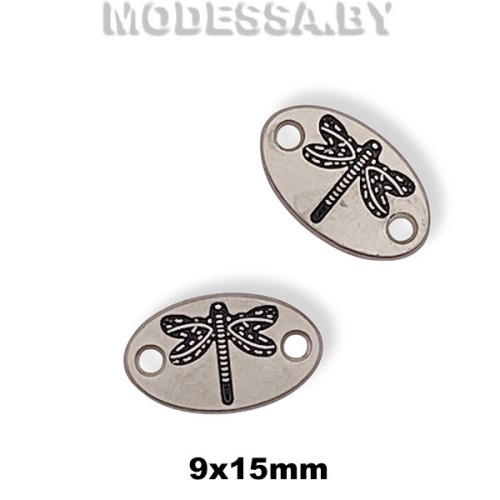 3038 P Бирка металлическая 15х9мм Ц:Матовый никель