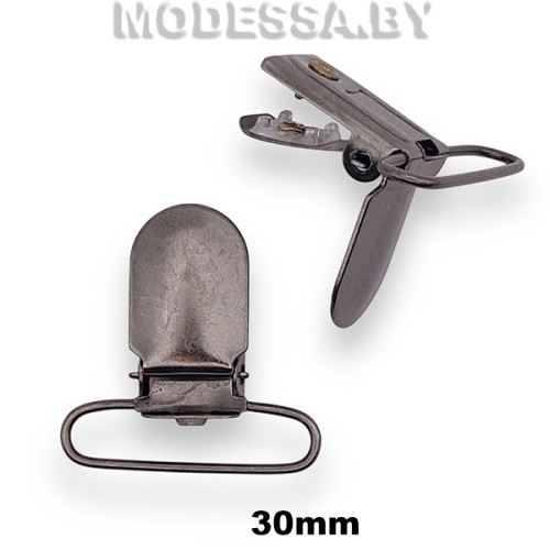 03032 Зажим для подтяжек 30мм Ц:Чёрный никель 