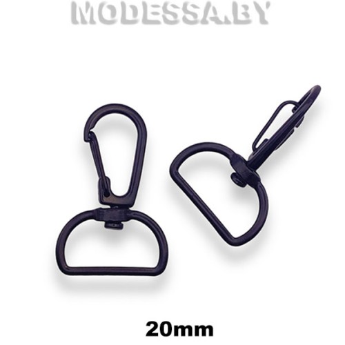 1594-20 C Карабин металлический 20мм Ц:Матовый чёрный