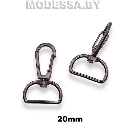 1594-20 C Карабин металлический 20мм Ц:Чёрный никель