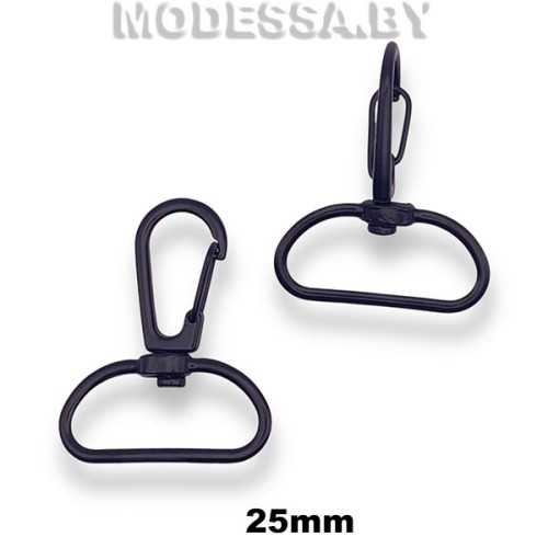 1594-25 C Карабин металлический 25мм Ц:Матовый чёрный