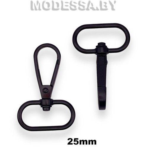 1790 C Карабин металлический 25мм Ц:Матовый чёрный