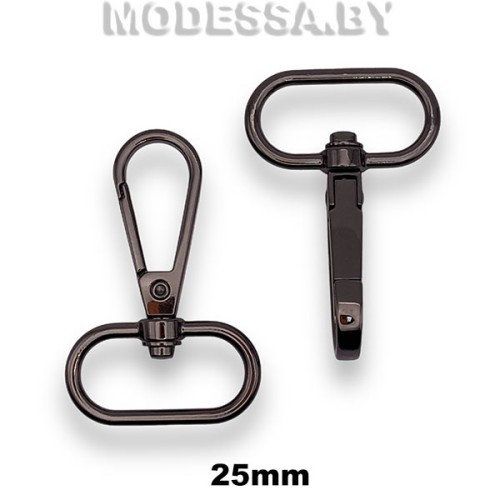 1790 C Карабин металлический 25мм Ц:Чёрный никель