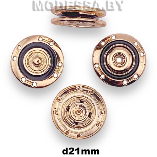 1732 Кнопка металл d21мм Ц:Золото/Чёрный