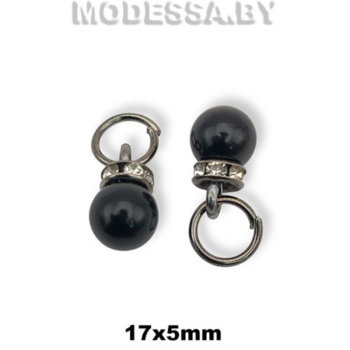017 Украшение 17х5мм Ц:Чёрный никель/Чёрный