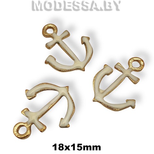 02204 Украшение металлическое 18х15мм Ц:Золото/Белый