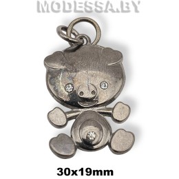 04353 Украшение металлическое 30х19мм Ц:Чёрный никель