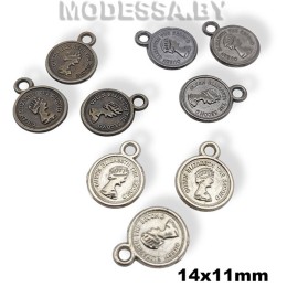 2564 АС украшение металлическое "монетка" 14х11мм