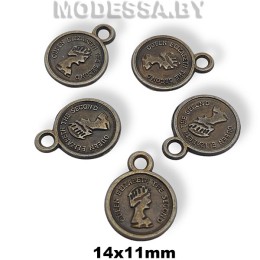 2564 АС украшение мет. "монетка" Ц: Антик 14х11мм