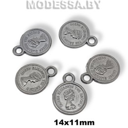 2564 АС украшение мет. "монетка" Ц: Оксид 14х11мм