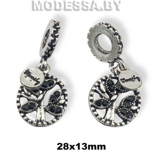 33.075 Украшение металлическое 28х13мм Ц:Никель/Чёрный