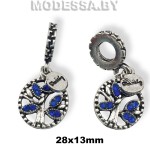 33.075 Украшение металлическое 28х13мм Ц:Никель/Синий