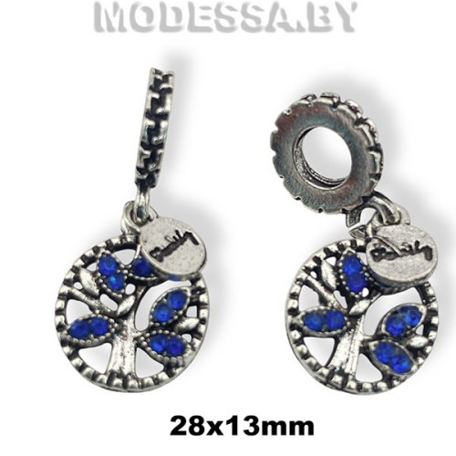 33.075 Украшение металлическое 28х13мм Ц:Никель/Синий