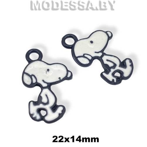 3507 Украшение металлическое 22х14мм Ц:Чёрный/Белый