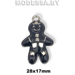 4019 Украшение металлическое 28х17мм Ц:Никель/Чёрный