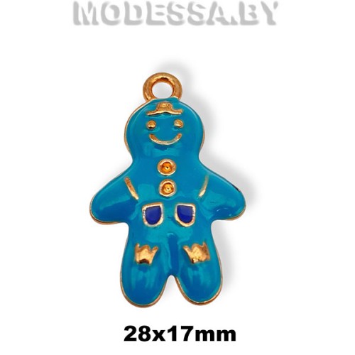 4019 Украшение металлическое 28х17мм Ц:Золото/Голубой