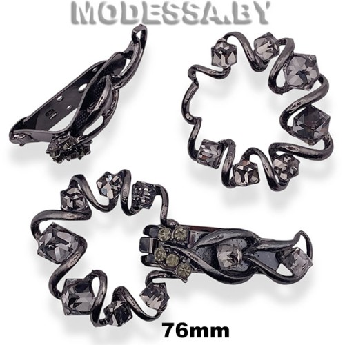 2826 Крючок шубный металлический 76х45мм Ц:Чёрный никель