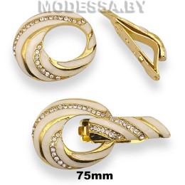 41028 Крючок шубный металлический 73х35мм Ц:Золото/Молочный