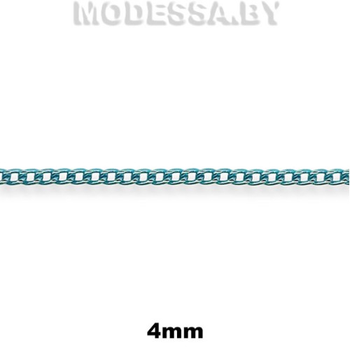 0048 CCH Цепочка металл 4мм Ц:К-01 Бирюзовый