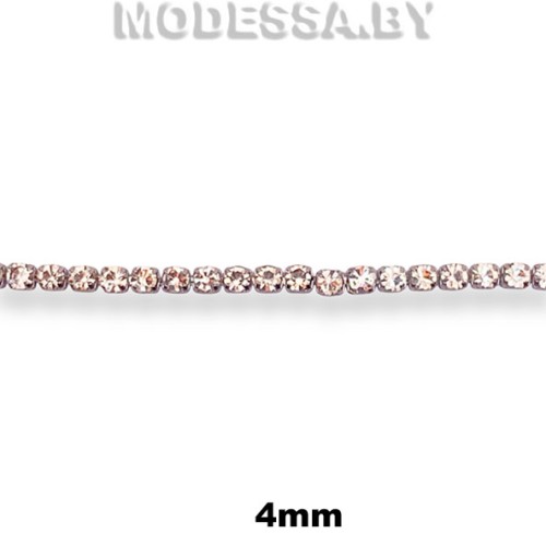 16 SS Цепочка из страз стеклянных в оправе 4мм Ц:Никель