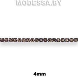 16 SS Цепочка из страз стеклянных в оправе 4мм Ц:Чёрный никель