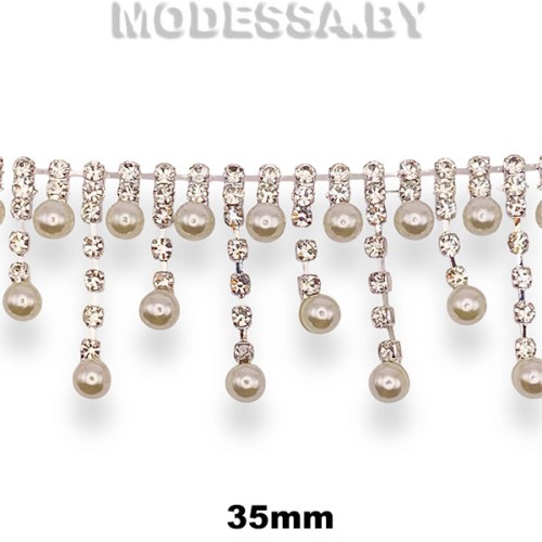 DC-1896 Цепочка из страз 35мм Ц:Никель