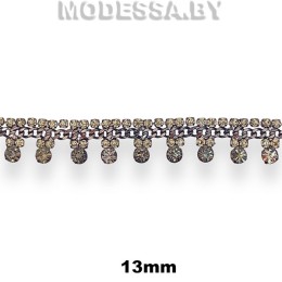 5077-DC Цепочка из страз 13мм Ц:Чёрный никель