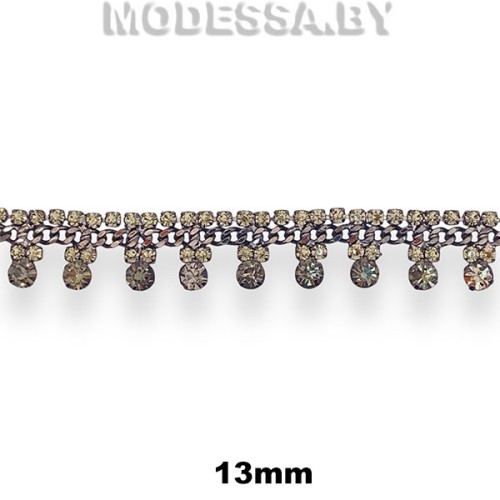 5077-DC Цепочка из страз 13мм Ц:Чёрный никель